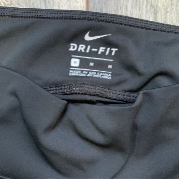 Nike Dri-Fit Running Crop Tights Black Leggings Medium Side Pocket - Picture 3 of 9